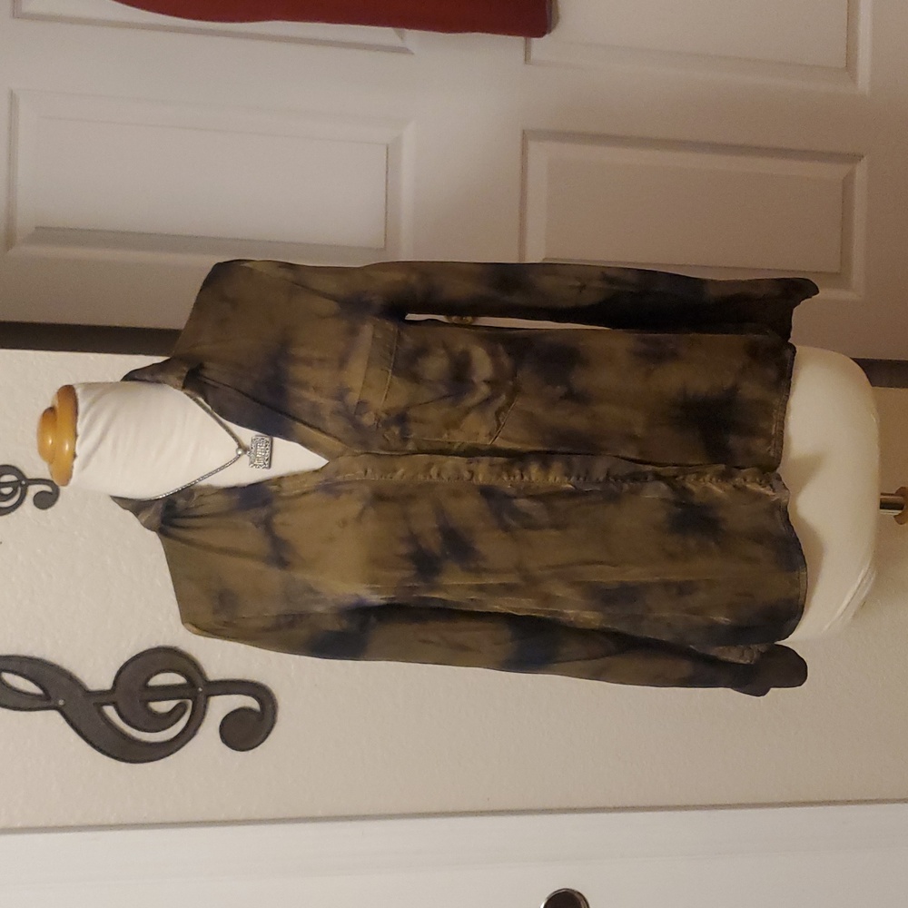 Brown and Black Tie-Dye Button-Up Shirt